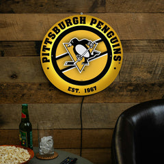Pittsburgh Penguins, Metal Lite, Round, NHL