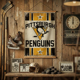 Pittsburgh Penguins, Canvas Wall Tapestry, Medium, 36x24, NHL, Home