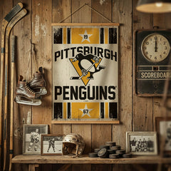 Pittsburgh Penguins, Canvas Wall Tapestry, Medium, 36x24, NHL, Home