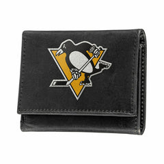 Pittsburgh Penguins Black Tri-Fold Embroidered Wallet w/ RFID Blocking, NHL, Home