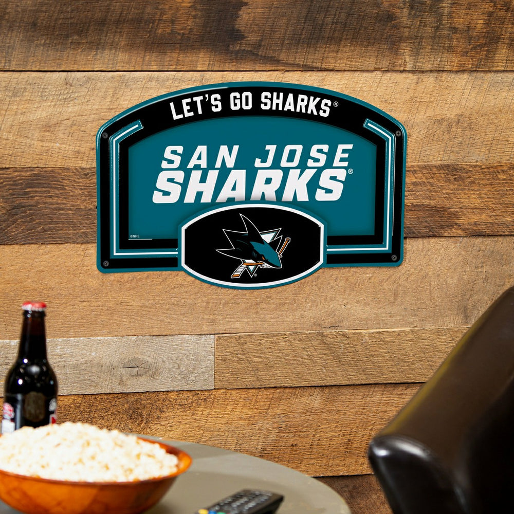 San Jose Sharks USA Embossed Steel Wall Sign, 11" x 17", NHL, Home