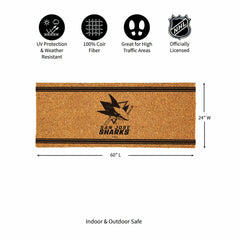 San Jose Sharks Extra Large One Color Coir Mat, 60"x24", NHL