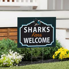 San Jose Sharks Coroplast Yard Sign, "Fans Welcome", NHL, Home