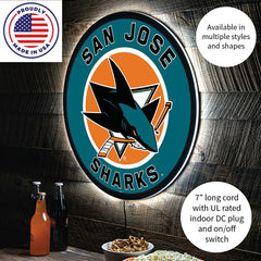 LED Wall Decor, Round, San Jose Sharks, NHL, Home