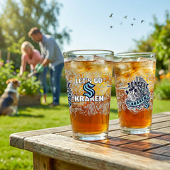 Seattle Kraken 16oz Glass pint, Set of 2, NHL, Home