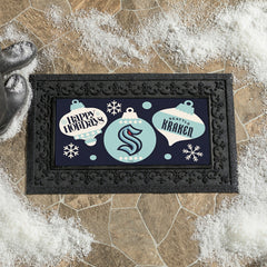 Seattle Kraken Holiday Flocked Coir Sassafras Switch Mat, 22"x10", NHL