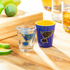 St Louis Blues 4-Piece Ceramic and Glass 2oz. Shot Glass Set, NHL, Home