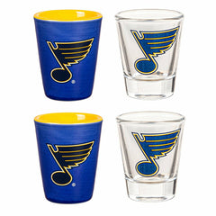 St Louis Blues 4-Piece Ceramic and Glass 2oz. Shot Glass Set, NHL, Home