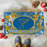 St Louis Blues Holiday PVC Mat, 28"x16", NHL