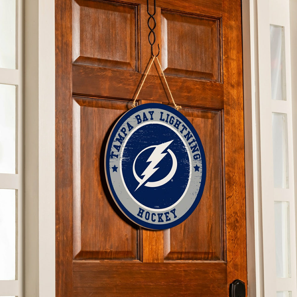 Tampa Bay Lightning Round Door Décor with Hanging Rope, 18x18, NHL, Home