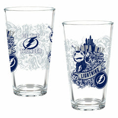 Tampa Bay Lightning 16oz Glass pint, Set of 2, NHL, Home