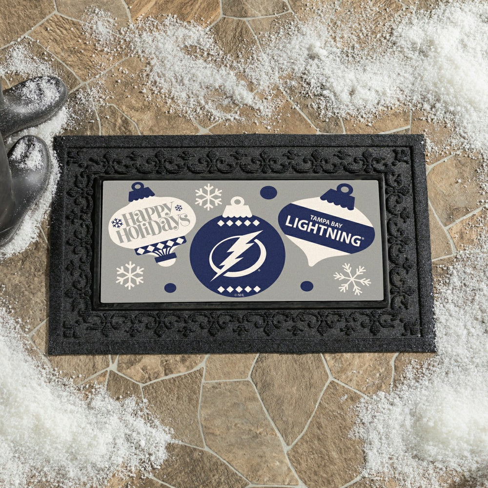 Tampa Bay Lightning Holiday Flocked Coir Sassafras Switch Mat, 22"x10", NHL