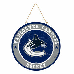 Vancouver Canucks Round Door Décor with Hanging Rope, 18x18, NHL, Home