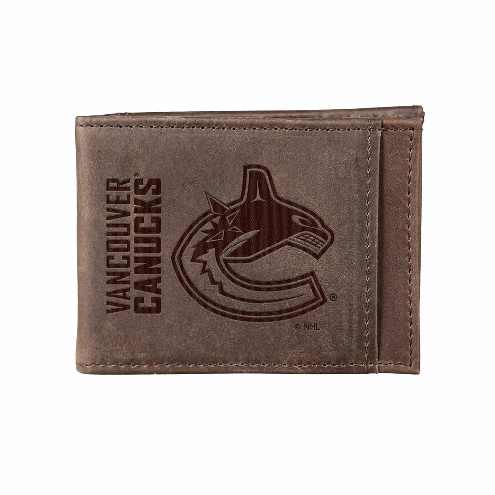 Front Pocket Wallet w/ RFID Blocking, Vancouver Canucks, Brown, NHL, Home