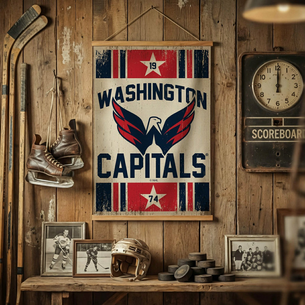 Washington Capitals, Canvas Wall Tapestry, Medium, 36x24, NHL, Home
