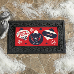 Washington Capitals Holiday Flocked Coir Sassafras Switch Mat, 22"x10", NHL