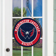 Washington Capitals Round Door Décor with Hanging Rope, 18x18, NHL, Home