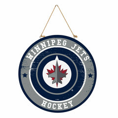 Winnipeg Jets Round Door Décor with Hanging Rope, 18x18, NHL, Home
