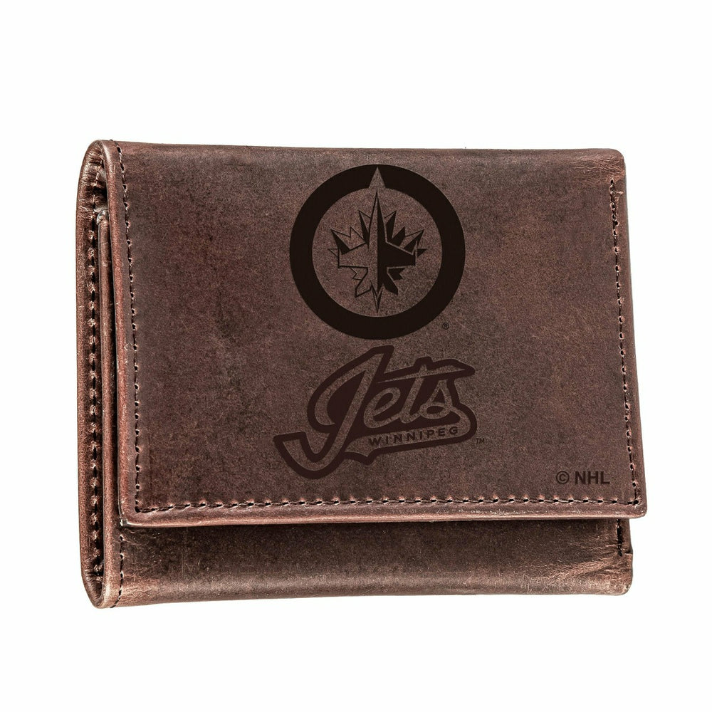 Winnipeg Jets, Tri-Fold Wallet, Brown, CH, 100% Genuine Leather, NHL, Home