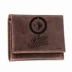 Winnipeg Jets, Tri-Fold Wallet, Brown, CH, 100% Genuine Leather, NHL, Home