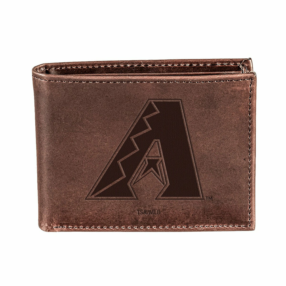 Arizona Diamondbacks Bi-Fold Wallet Brown 100% Genuine Leather, MLB, Home