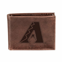 Arizona Diamondbacks Bi-Fold Wallet Brown 100% Genuine Leather, MLB, Home
