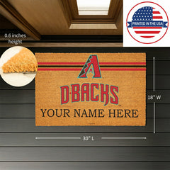 Arizona Diamondbacks Personalized Mat, Natural Coir with Color Logo, 3, MLB
