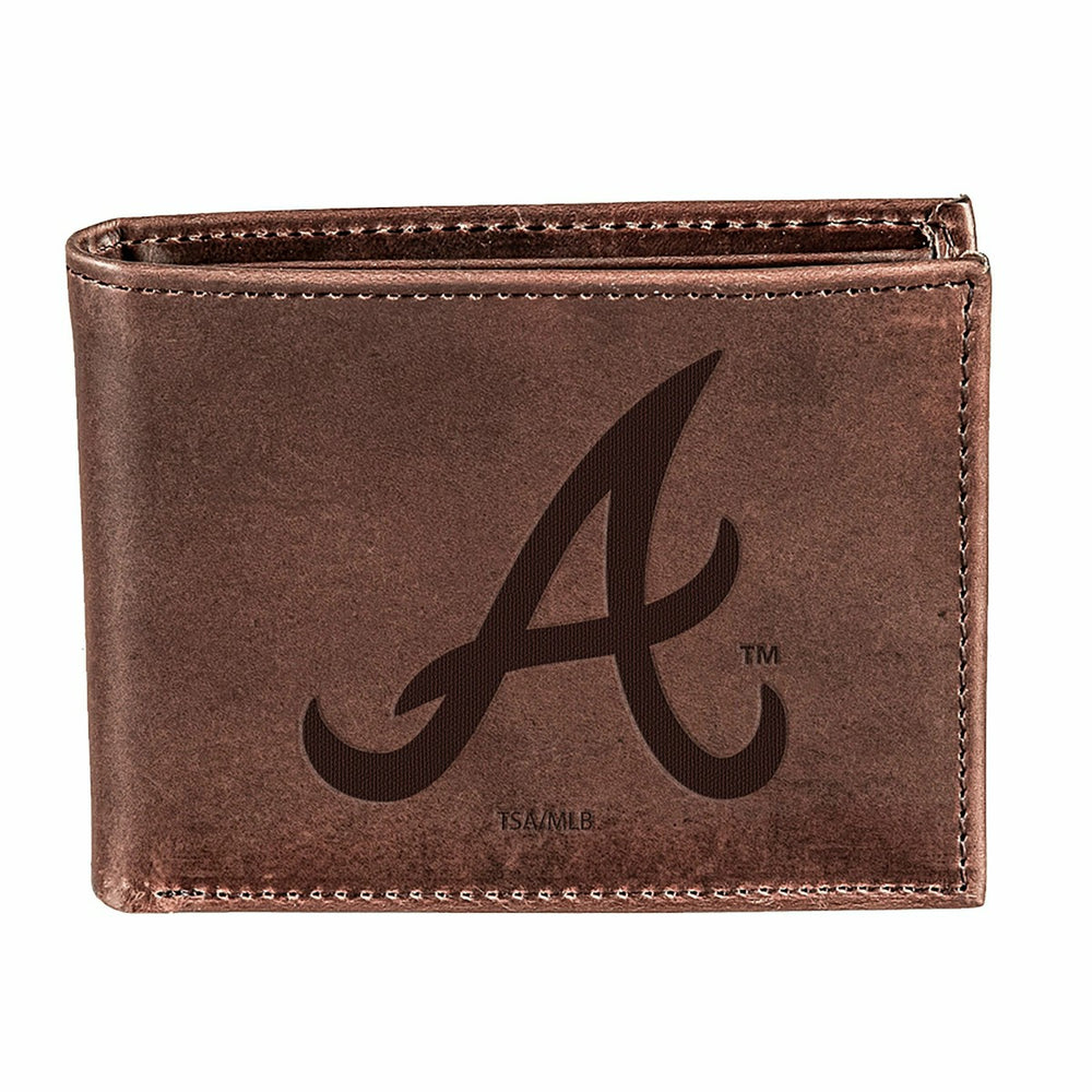 Atlanta Braves Bi-Fold Wallet Brown 100% Genuine Leather, MLB, Home