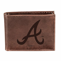 Atlanta Braves Bi-Fold Wallet Brown 100% Genuine Leather, MLB, Home