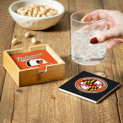 Baltimore Orioles Ceramic Coasters Set, 4pcs with Wood Caddy, MLB, Home