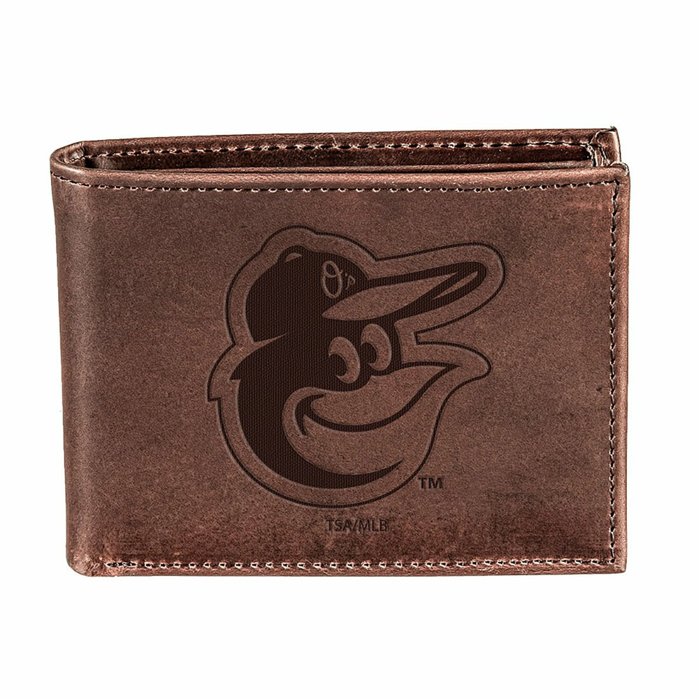 Baltimore Orioles Bi-Fold Wallet Brown 100% Genuine Leather, MLB, Home