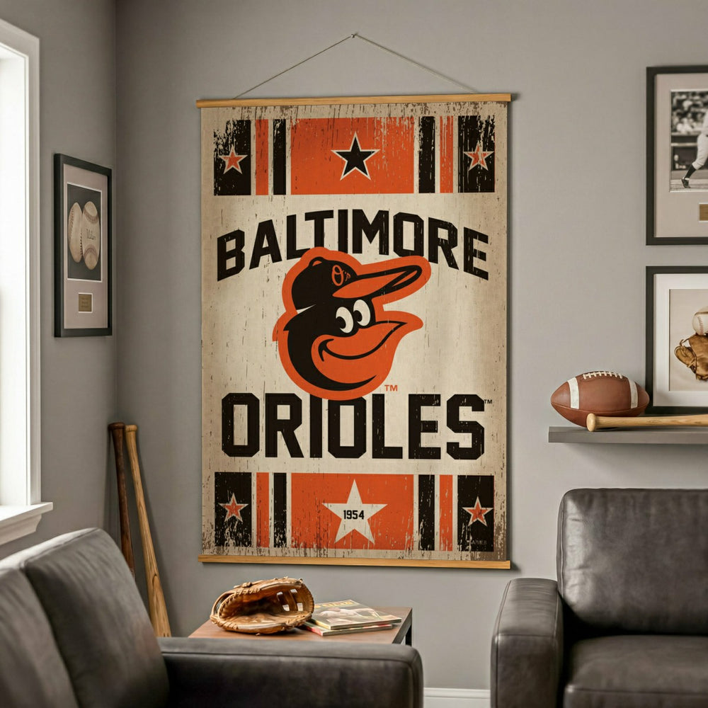 Baltimore Orioles, Canvas Wall Tapestry, Large, 54x36, MLB, Home
