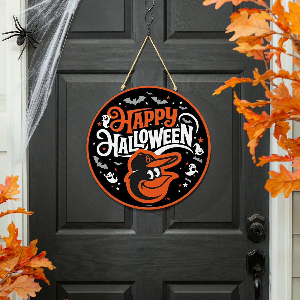 Baltimore Orioles Halloween Round Door Décor with Hanging Rope, 18x18, MLB, Home