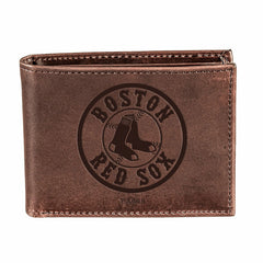 Boston Red Sox Bi-Fold Wallet Brown 100% Genuine Leather, MLB, Home