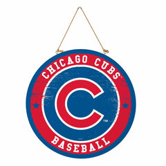 Chicago Cubs Round Door Décor with Hanging Rope, 18x18, MLB, Home
