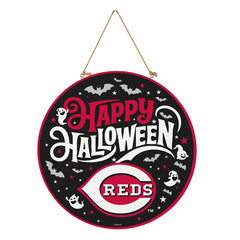 Cincinnati Reds Halloween Round Door Décor with Hanging Rope, 18x18, MLB, Home