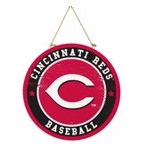 Cincinnati Reds Round Door Décor with Hanging Rope, 18x18, MLB, Home