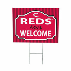 Cincinnati Reds Coroplast Yard Sign, "Fans Welcome", MLB, Home