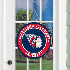 Cleveland Guardians Round Door Décor with Hanging Rope, 18x18, MLB, Home