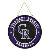 Colorado Rockies Round Door Décor with Hanging Rope, 18x18, MLB, Home