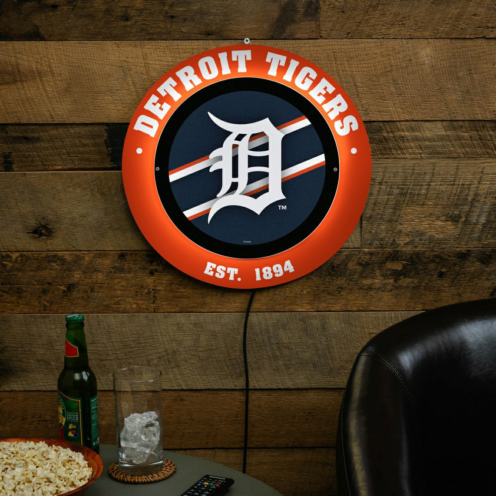 Detroit Tigers, Metal Lite, Round, MLB
