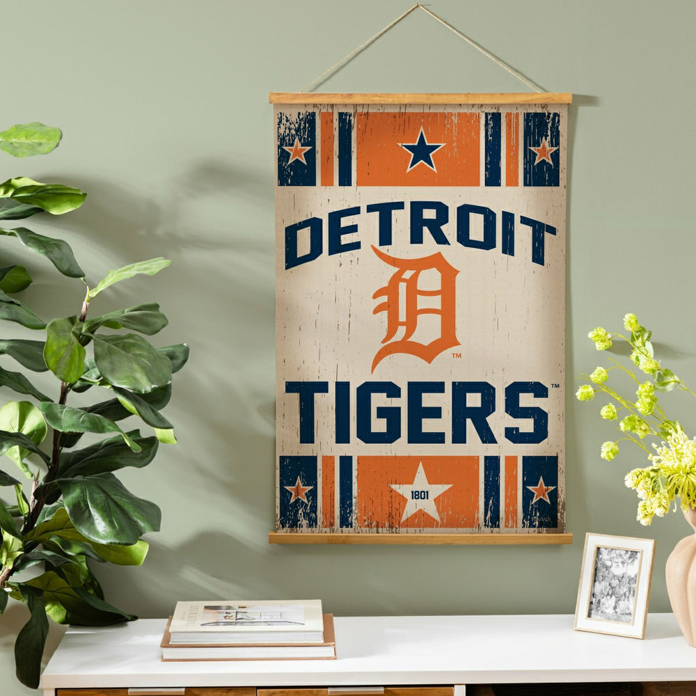 Detroit Tigers, Canvas Wall Tapestry, Medium, 36x24, MLB, Home