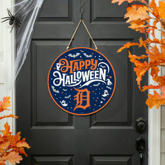 Detroit Tigers Halloween Round Door Décor with Hanging Rope, 18x18, MLB, Home