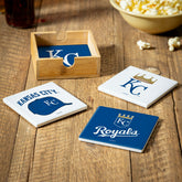 Kansas City Royals Ceramic Coasters Set, 4pcs with Wood Caddy, MLB, Home
