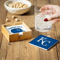Kansas City Royals Ceramic Coasters Set, 4pcs with Wood Caddy, MLB, Home