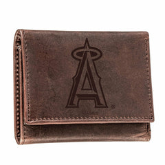 Los Angeles Angels Tri-Fold Wallet Brown 100% Genuine Leather, MLB, Home