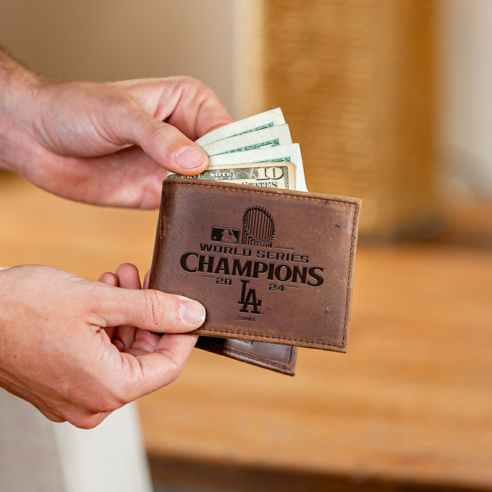 Los Angeles Dodgers Bi-Fold Wallet, Brown, World Series Champions 2024, MLB, Home