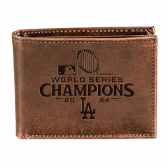 Los Angeles Dodgers Bi-Fold Wallet, Brown, World Series Champions 2024, MLB, Home