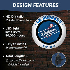 Los Angeles Dodgers, Metal Lite, Round, MLB