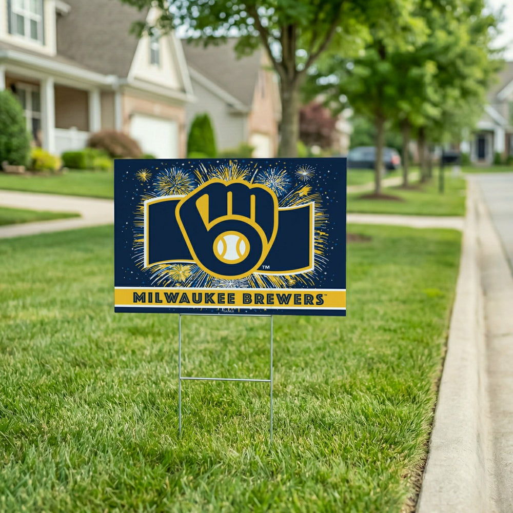 Milwaukee Brewers Yard Sign, Patriotic, MLB, Home